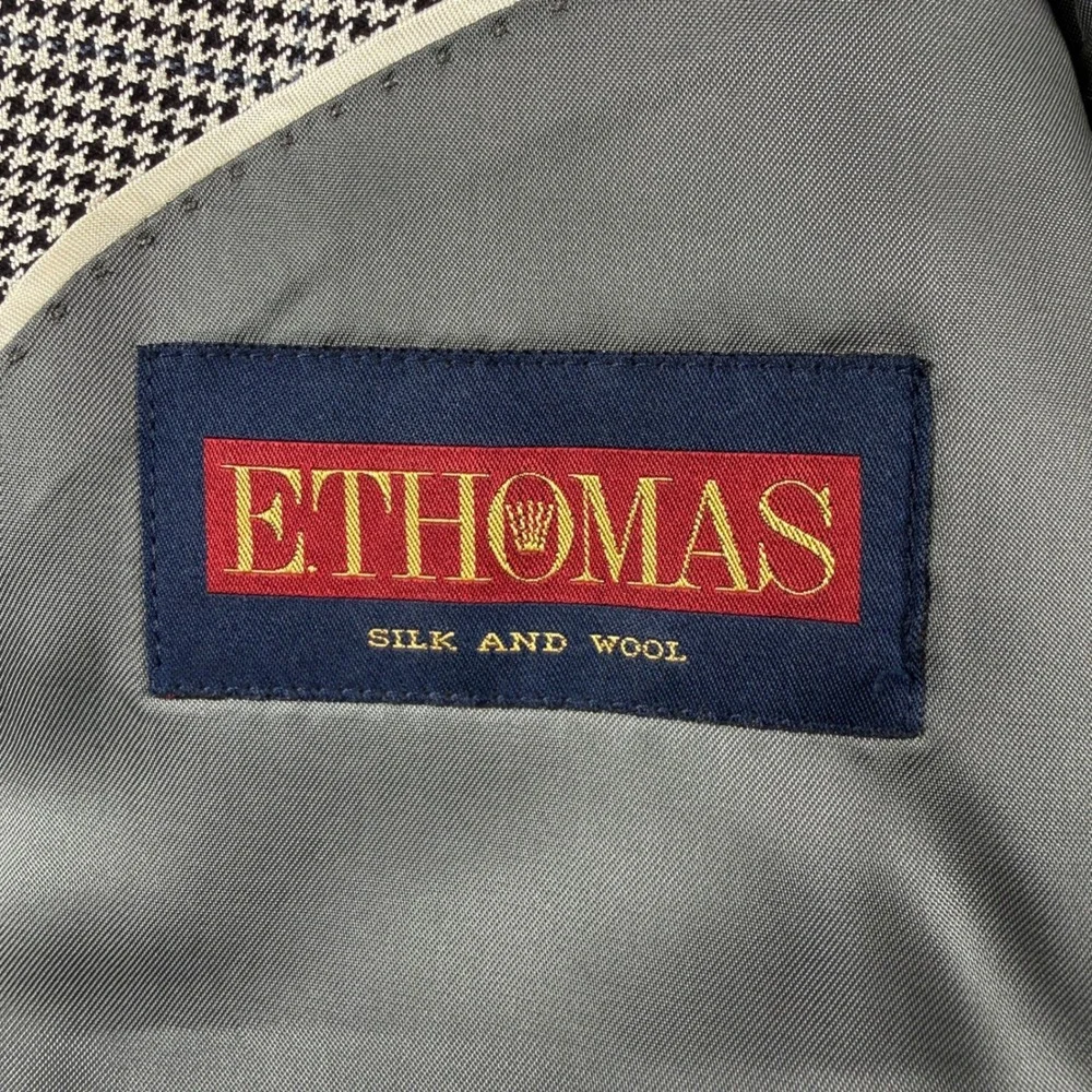 Brooks Brothers Blazer Mens 44R Grey Silk Wool Madison Houndstooth E. Thomas